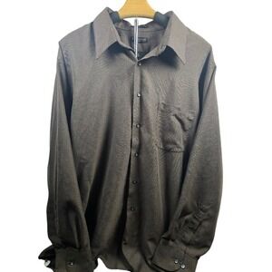 Van Heusen Mens Brown Microfiber Button Down Shirt Long Sleeve Size‎ 18 34/35